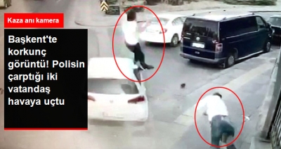 Ankara'da Feci Kaza! Polis Kaldırımda Yürüyen İki Kişiye Çarptı
