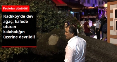 Kadıköy'de Kafede Oturanların Üstüne Ağaç Devrildi, Yaralılar Var!